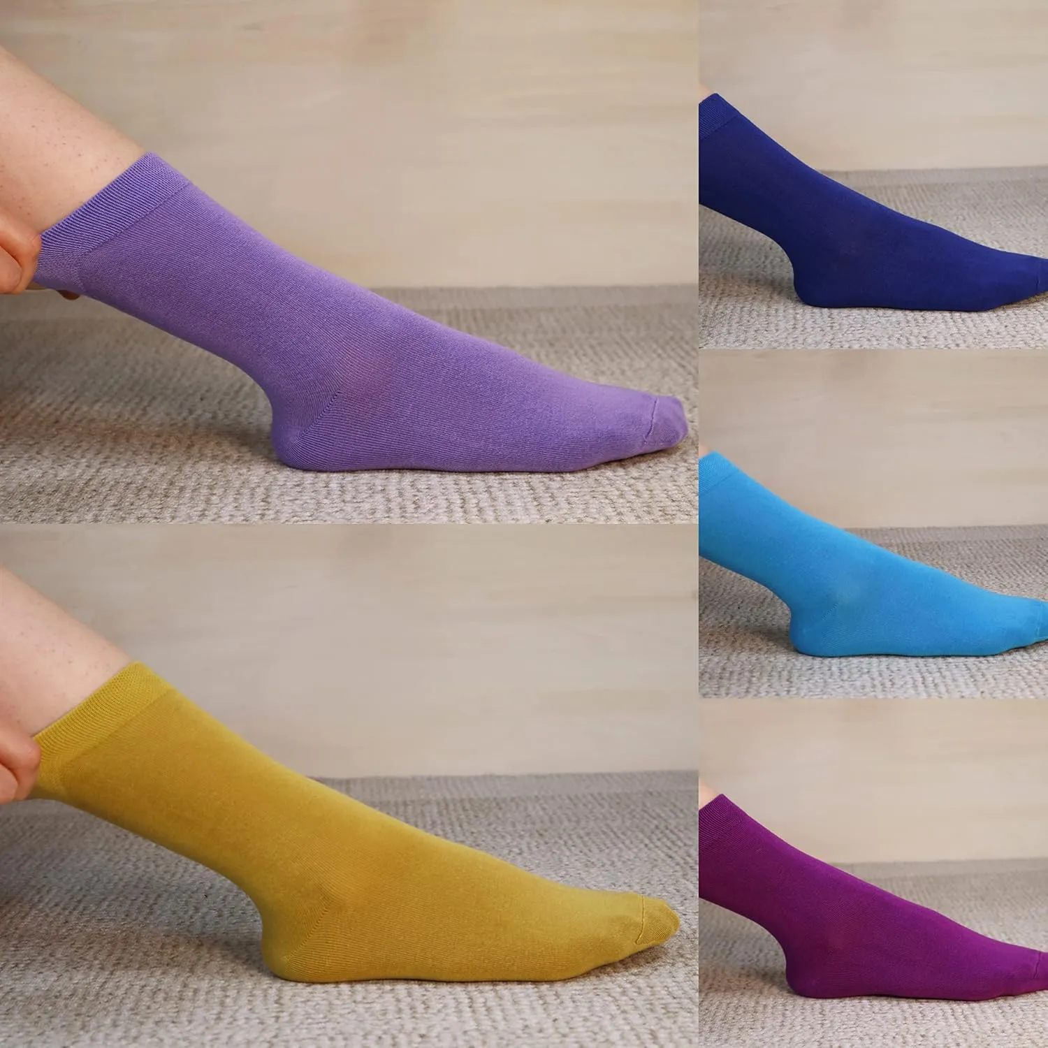 SERISIMPLE Women Thin Viscose Bamboo Socks Crew Lightweight Above Ankle Casual Dress Sock For Ladies Bootie Trouser 5 Pairs