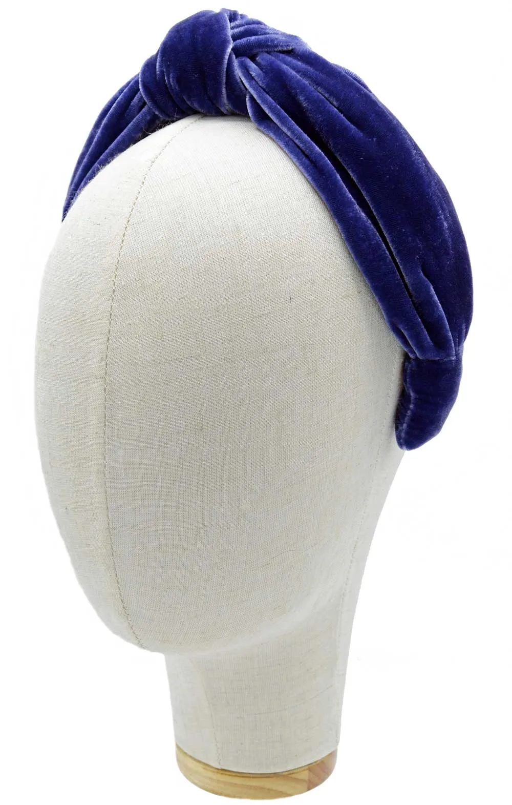 Silk velvet knot headband - cornflower blue