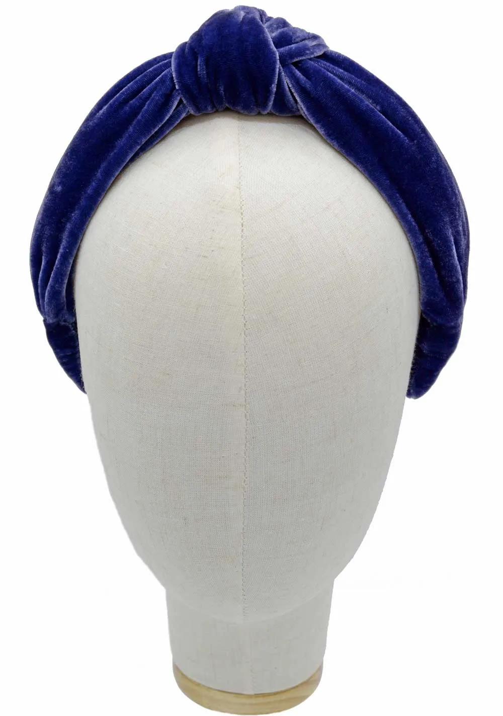 Silk velvet knot headband - cornflower blue