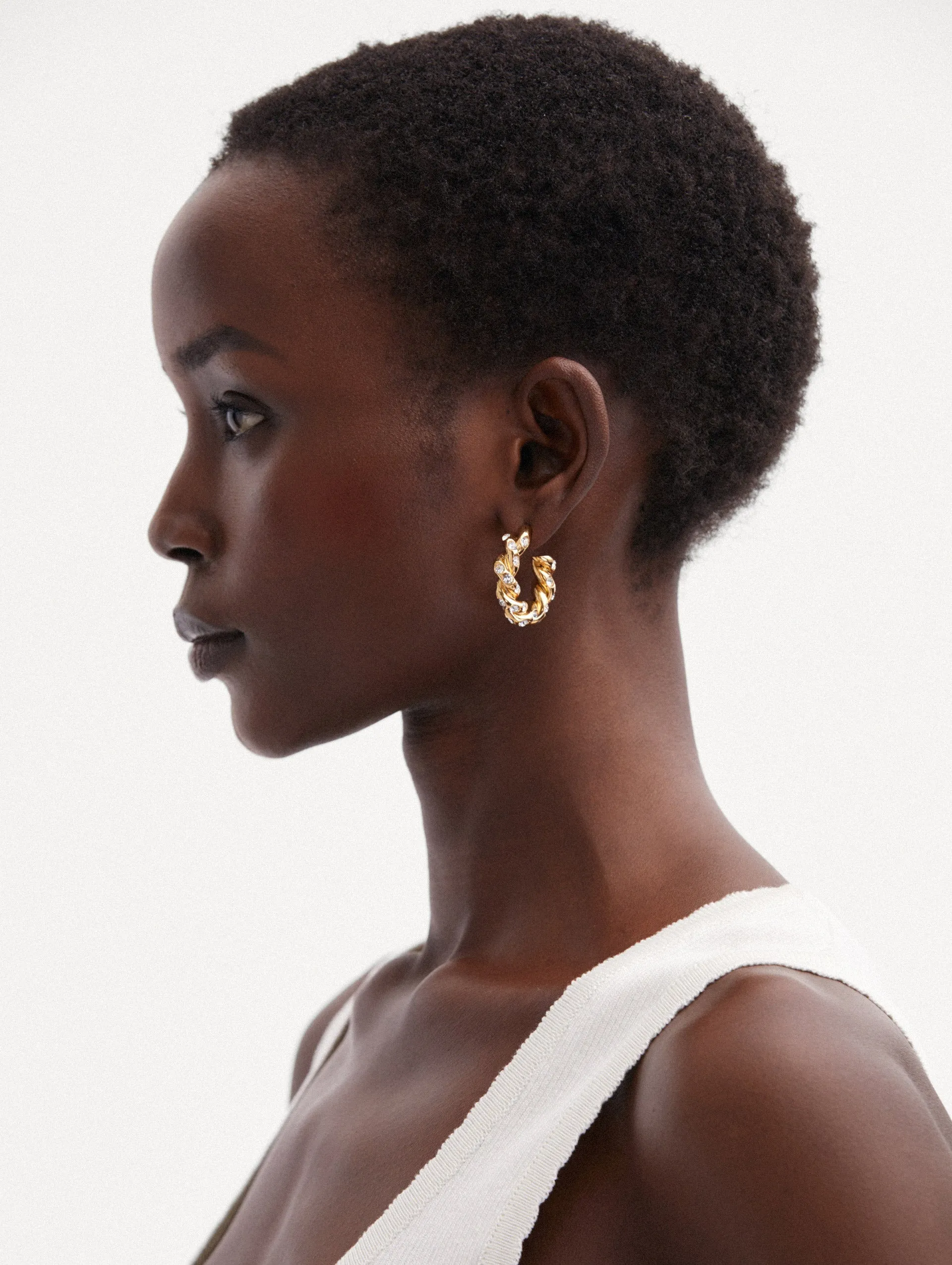 Small Rope Pearl Hoop Earrings