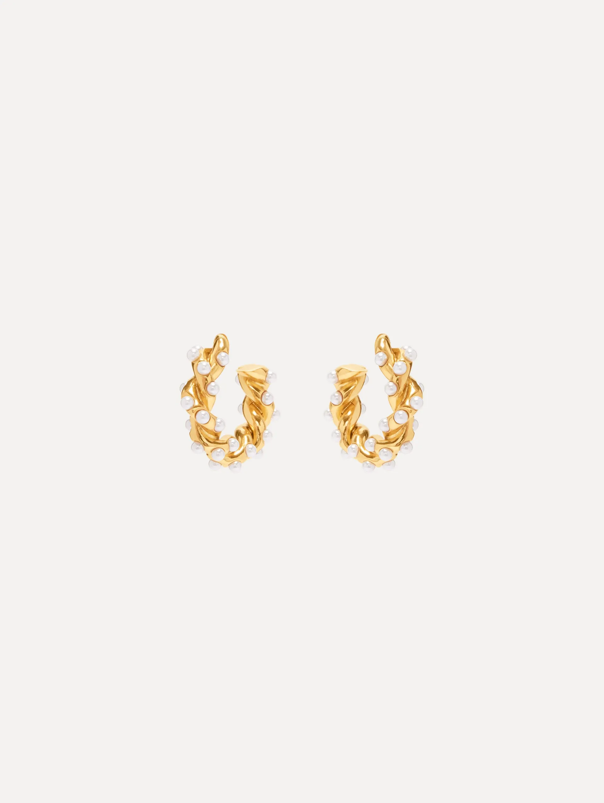 Small Rope Pearl Hoop Earrings
