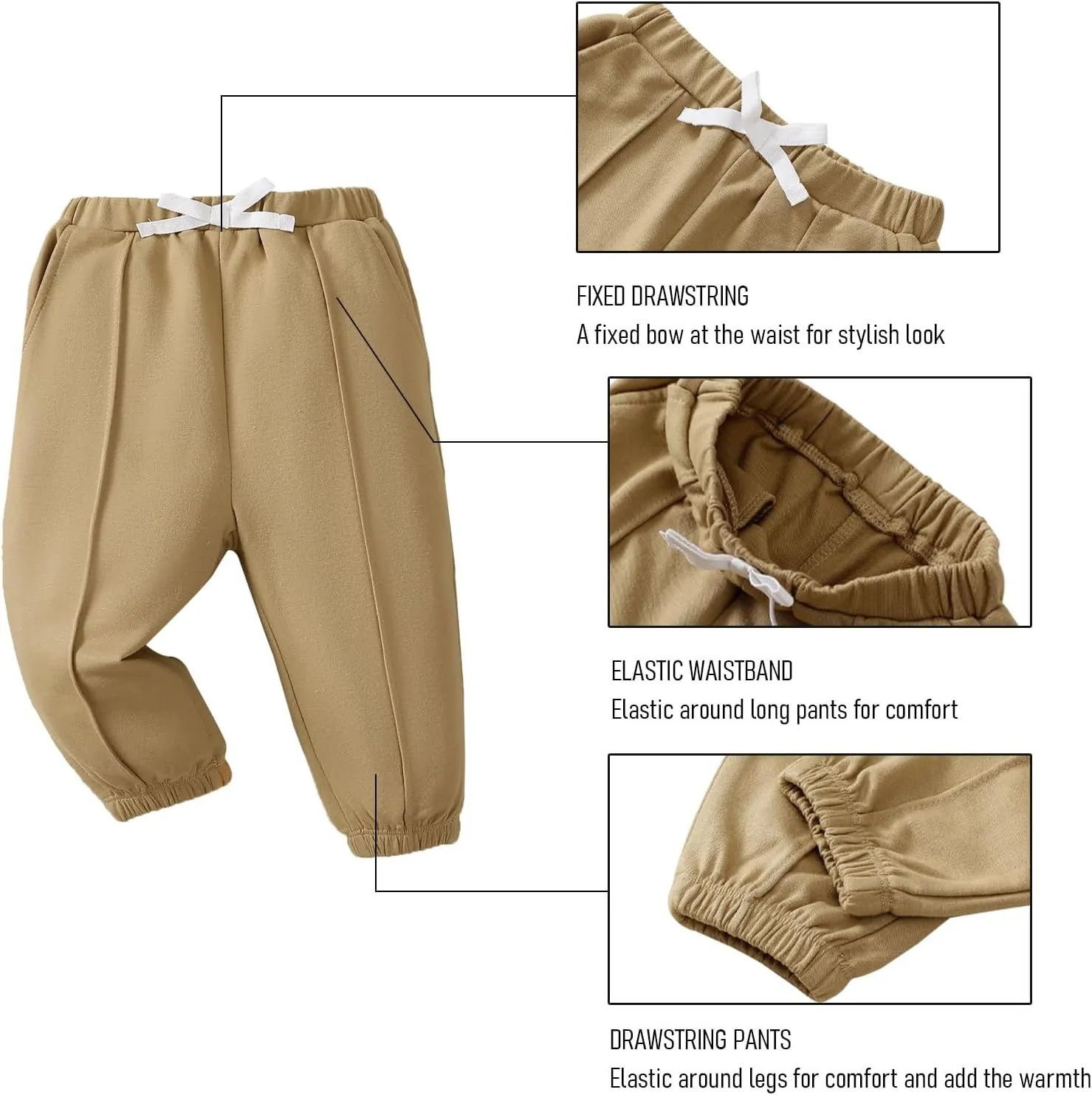 SOBOWO Baby Boy Sweatpants Jogger Pants Toddler Boys Solid Elastic Waist Letter Patched Active Bottoms Fall Winter Clothes