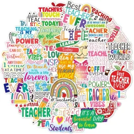 Teacher Stickers Vinyl Waterproof Teacher Appreciation Gifts for Laptop Water Bottle Back to School Supplies 100Pcs