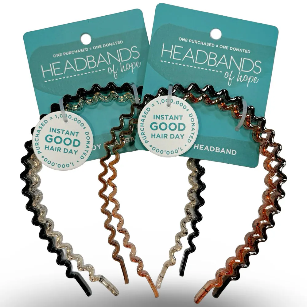 Thin Wavy Headband Set - Black   Clear