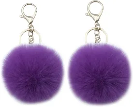 Unpafcxddyig 2PCS Faux Rabbit Fur Ball Pom Pom Keychain for Car Key Ring Phone Handbag Charm Tote Pendant