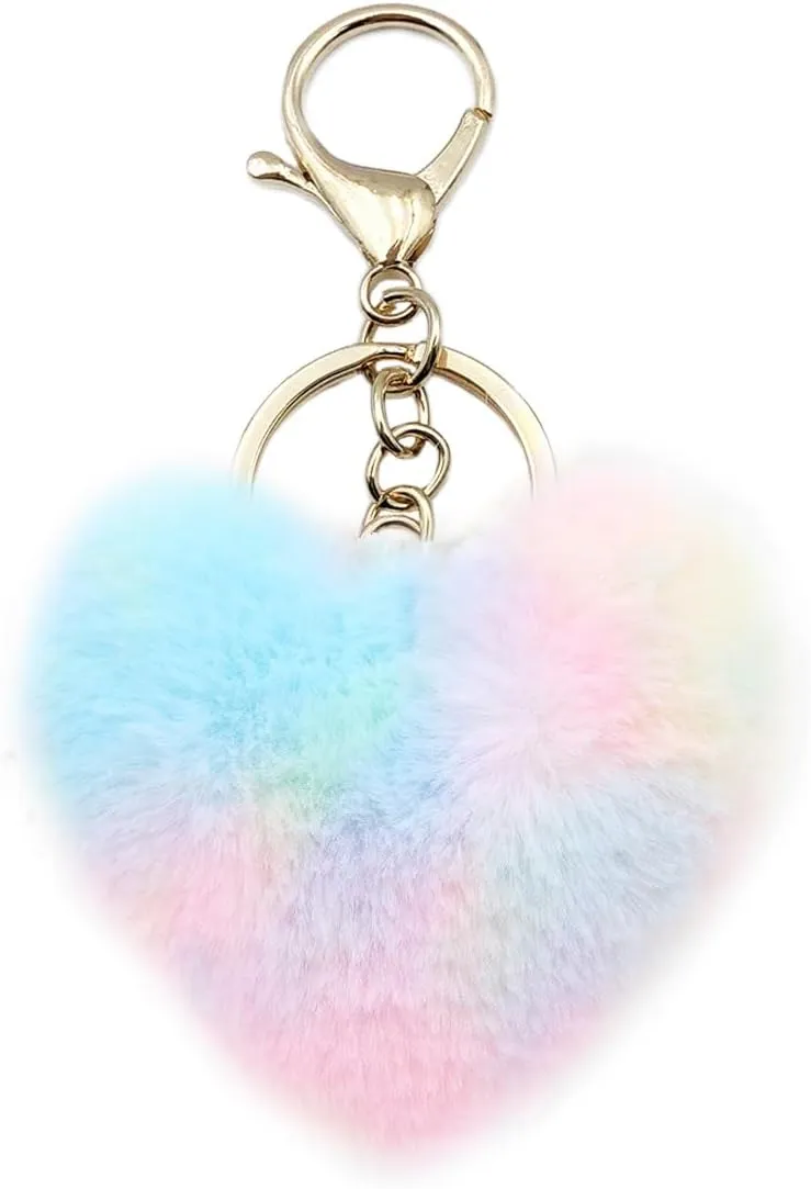 Unpafcxddyig Faux Rabbit Fur Ball Pom Pom Keychain for Car Key Ring Phone Handbag Charm Tote Pendant