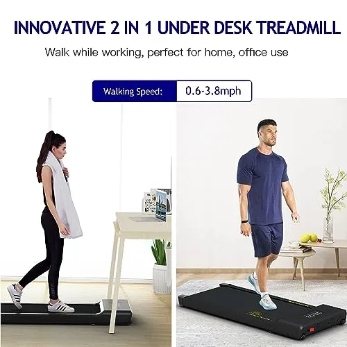 Walking Pad Under Desk Treadmill,2 in 1 for Home/Office Desk Treadmill with Remote Control, Portable Walking Treadmill in LED Display,Blcak