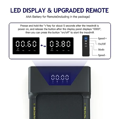 Walking Pad Under Desk Treadmill,2 in 1 for Home/Office Desk Treadmill with Remote Control, Portable Walking Treadmill in LED Display,Blcak