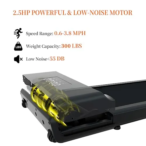Walking Pad Under Desk Treadmill,2 in 1 for Home/Office Desk Treadmill with Remote Control, Portable Walking Treadmill in LED Display,Blcak