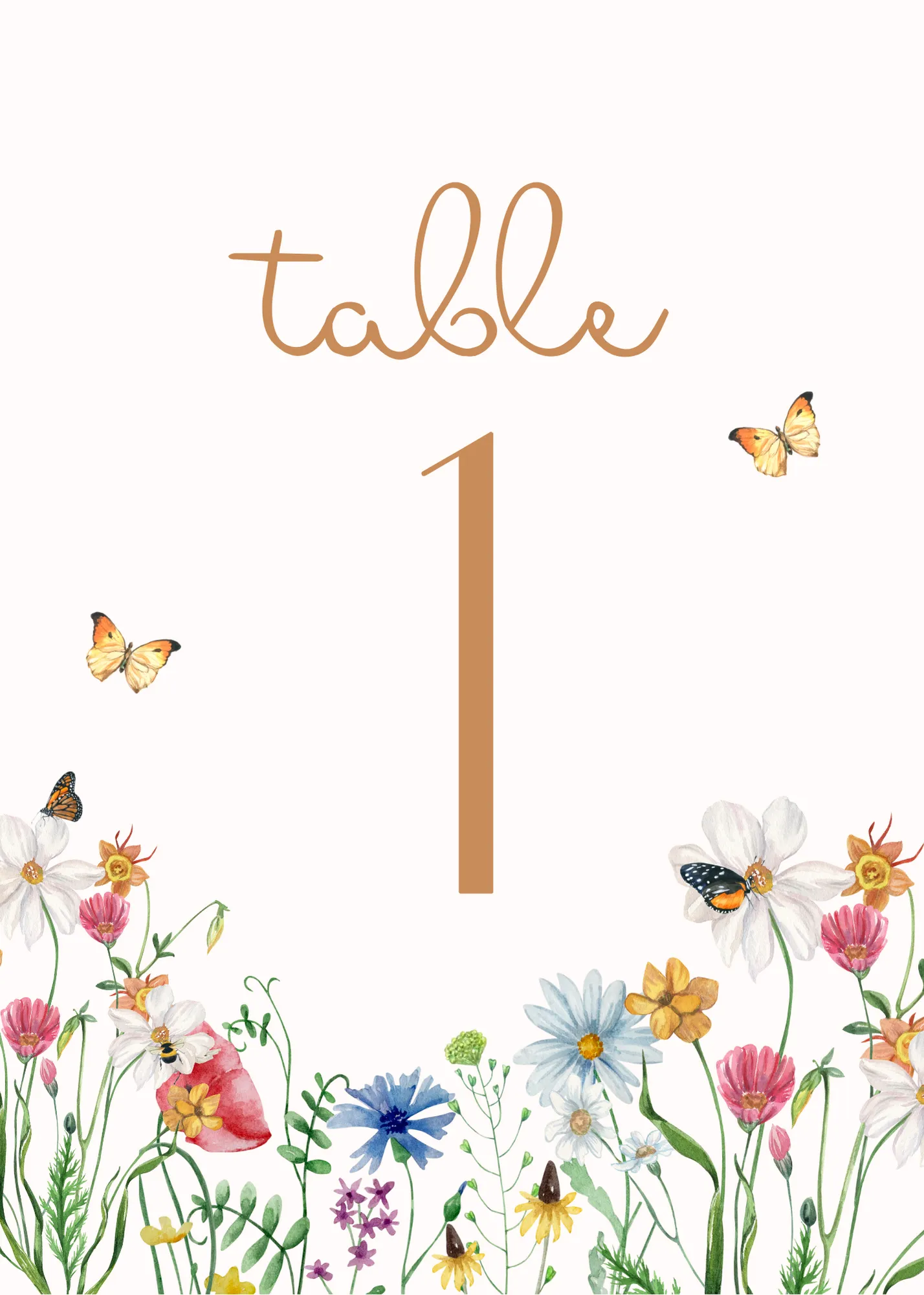Wild Flowers Table Numbers