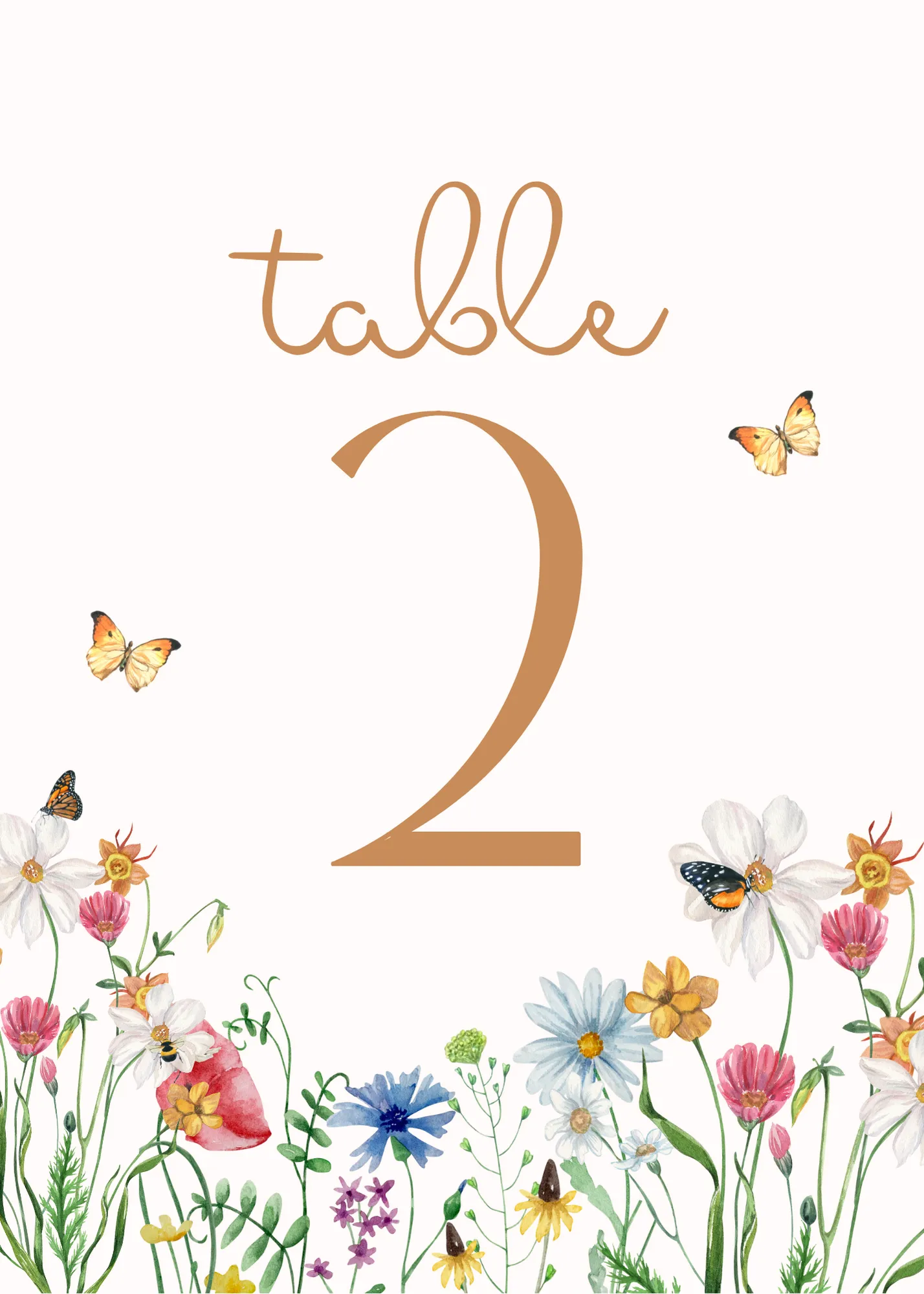 Wild Flowers Table Numbers
