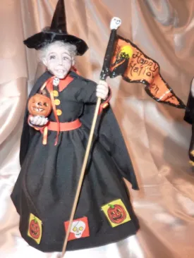 Witch - OOAK Polymer Clay Witch - 9 inches tall, hand sculpted doll - Halloween witch