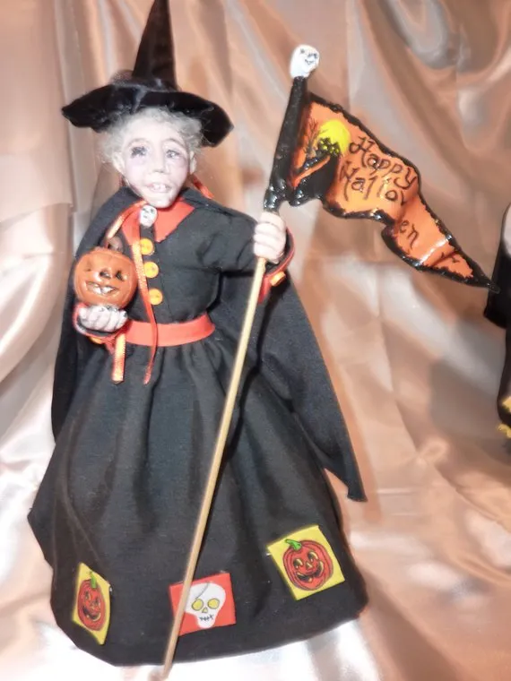 Witch - OOAK Polymer Clay Witch - 9 inches tall, hand sculpted doll - Halloween witch