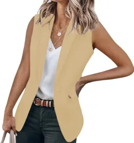 Womens Casual Blazers Work Office Suit Jackets Sleeveless Open Front Office Blazers Bussiness Jackets Work Suit Tops