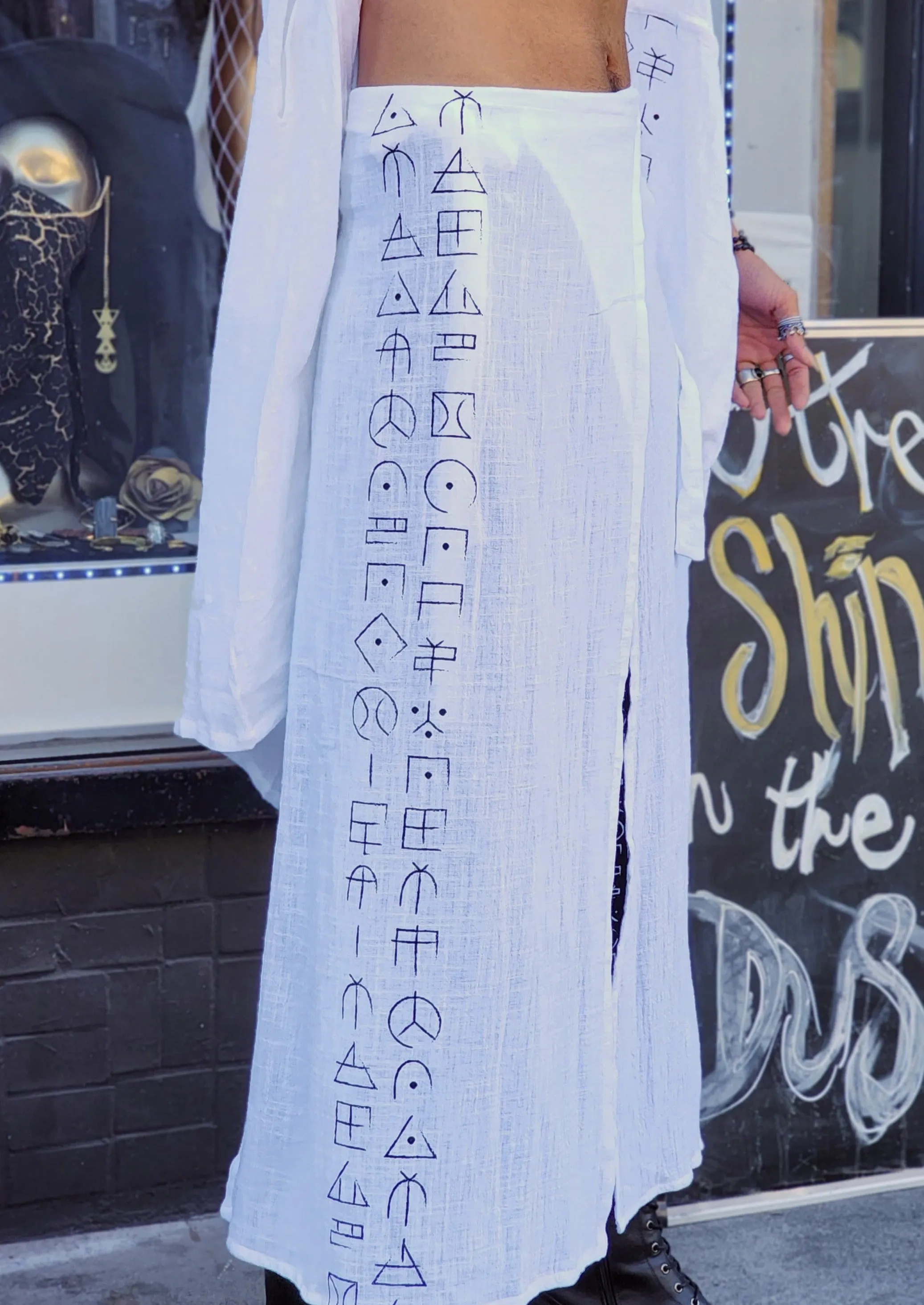 Wotsuma print long skirt cover up